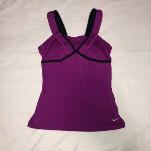 Nike Dry-Fit size small workout tank top fuchsia/purple black ribbing. structure